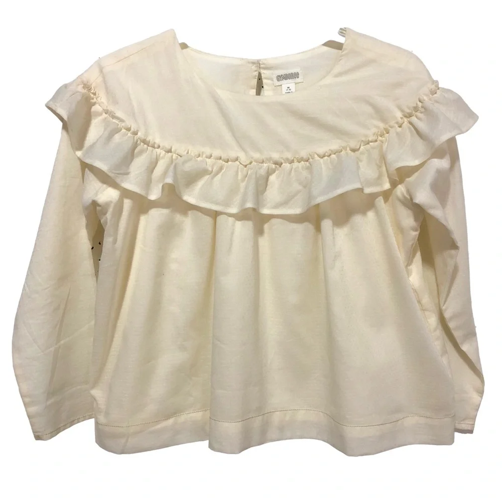 GYMBOREE Top Peasant Blouse NEW Cream Size 7/8 Lined Cotton Long Sleeves